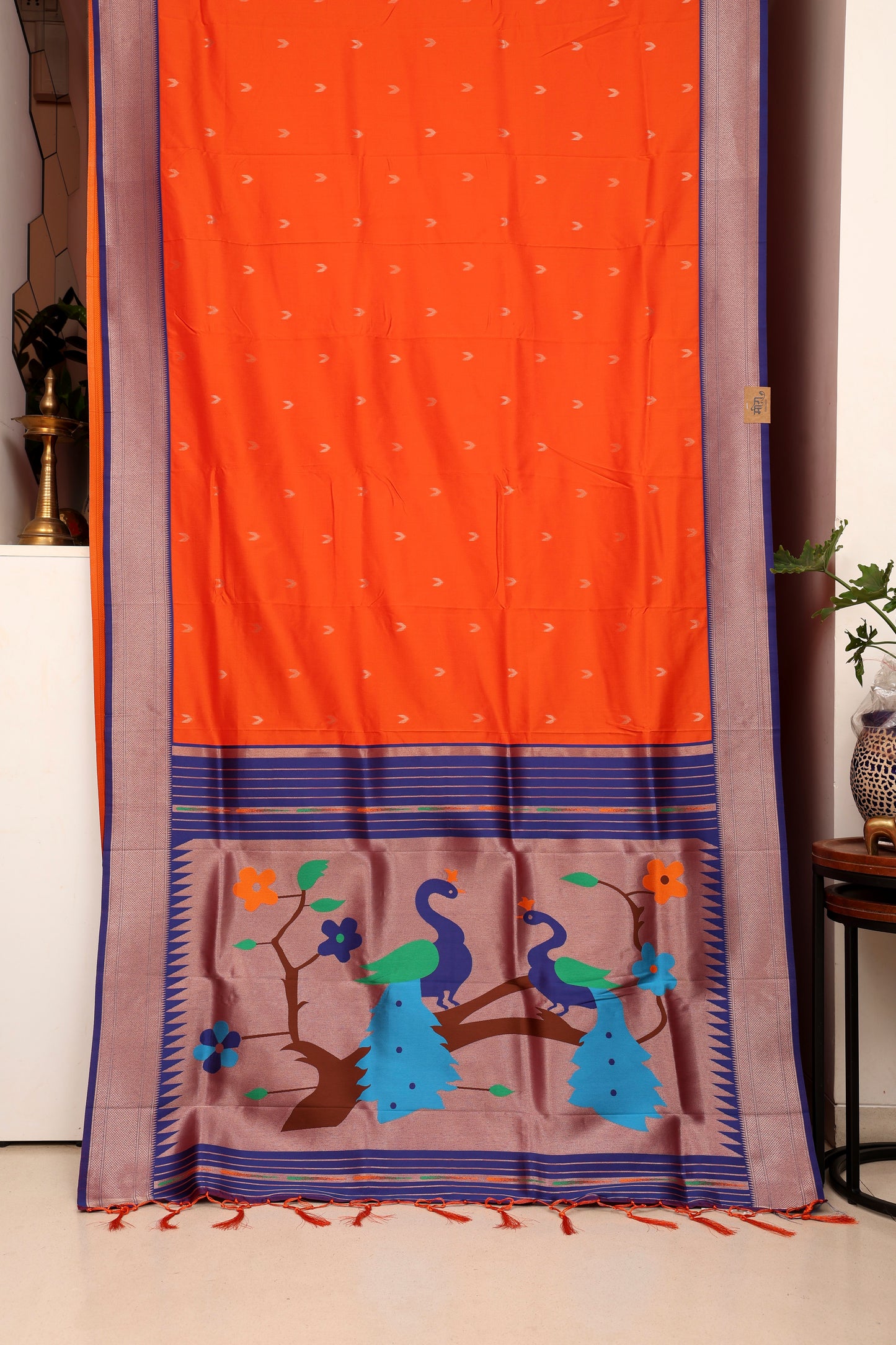 Orange Silk Blend Paithani