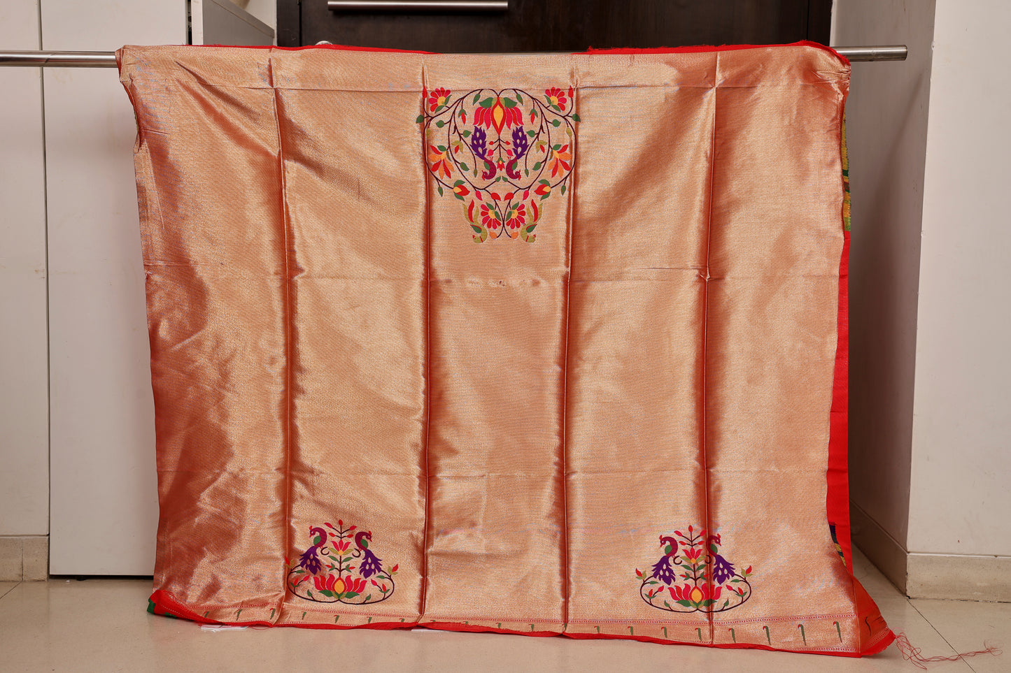 Paithani Brocket Blouse - Grand Double Peacock Lotus Motif