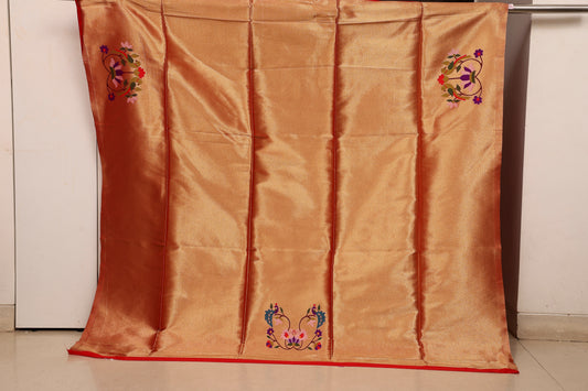 Paithani Brocket Blouse - Mini Floral Peacock Frame