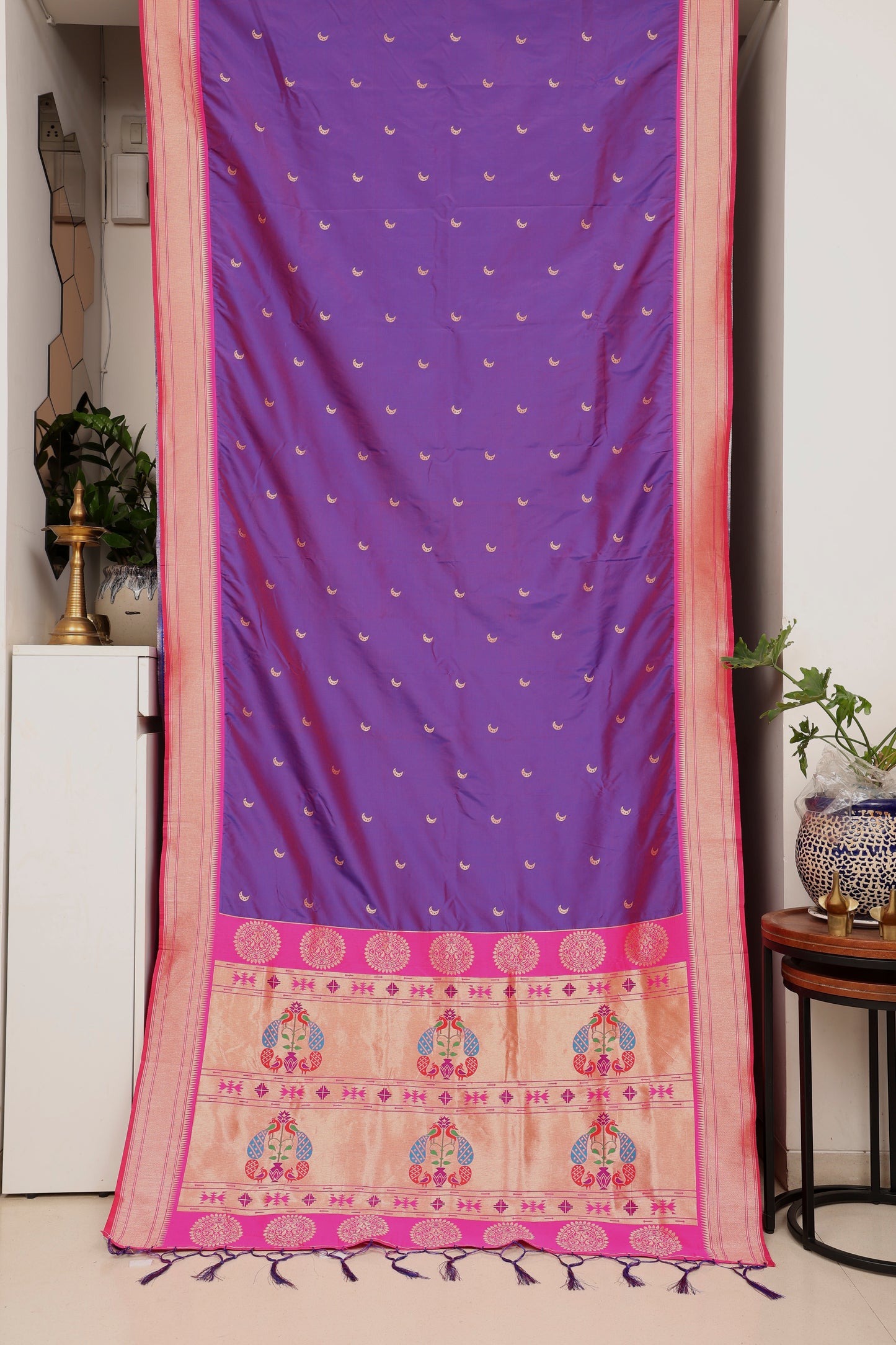 Rich Royal Purple Chandrakor Butti Paithani