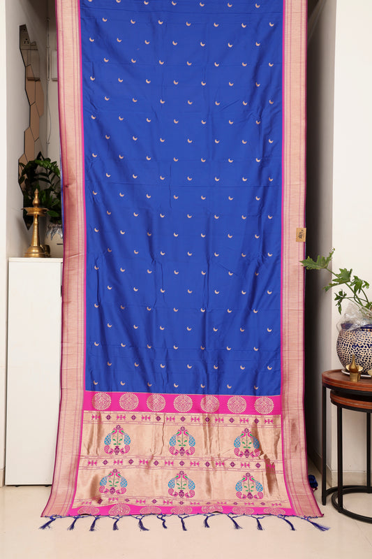 Royal Blue Chandrakor Butti Paithani