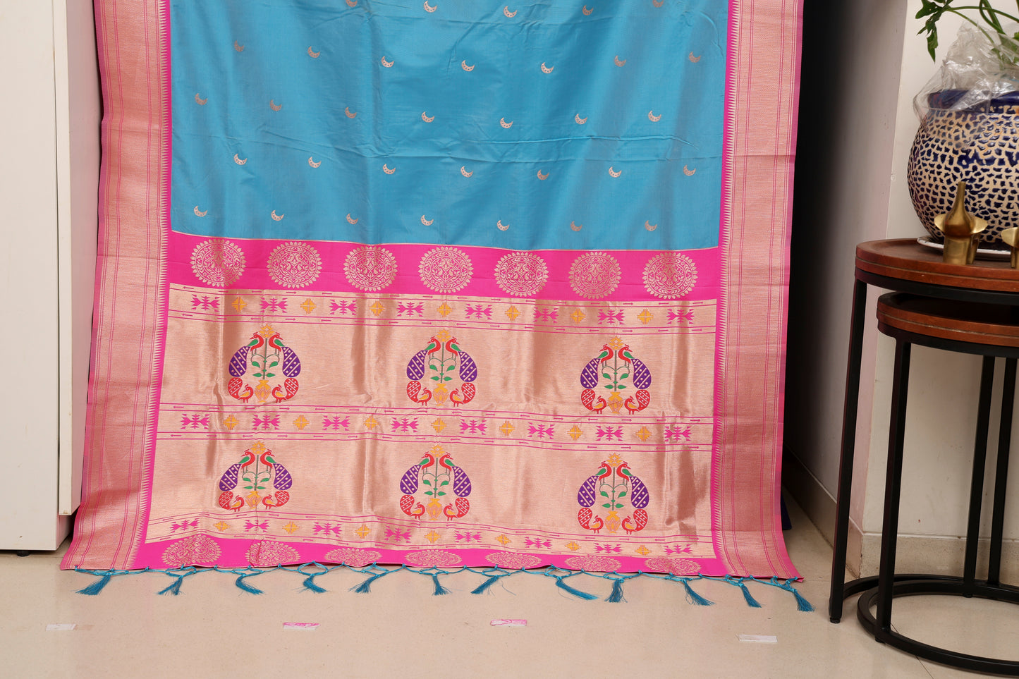 Sky Blue Chandrakor Butti Paithani