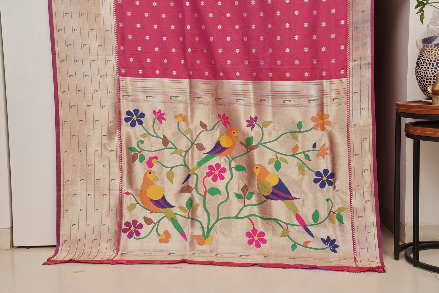 Royal Magenta Seven Rows Muniya Skirt Border Paithani
