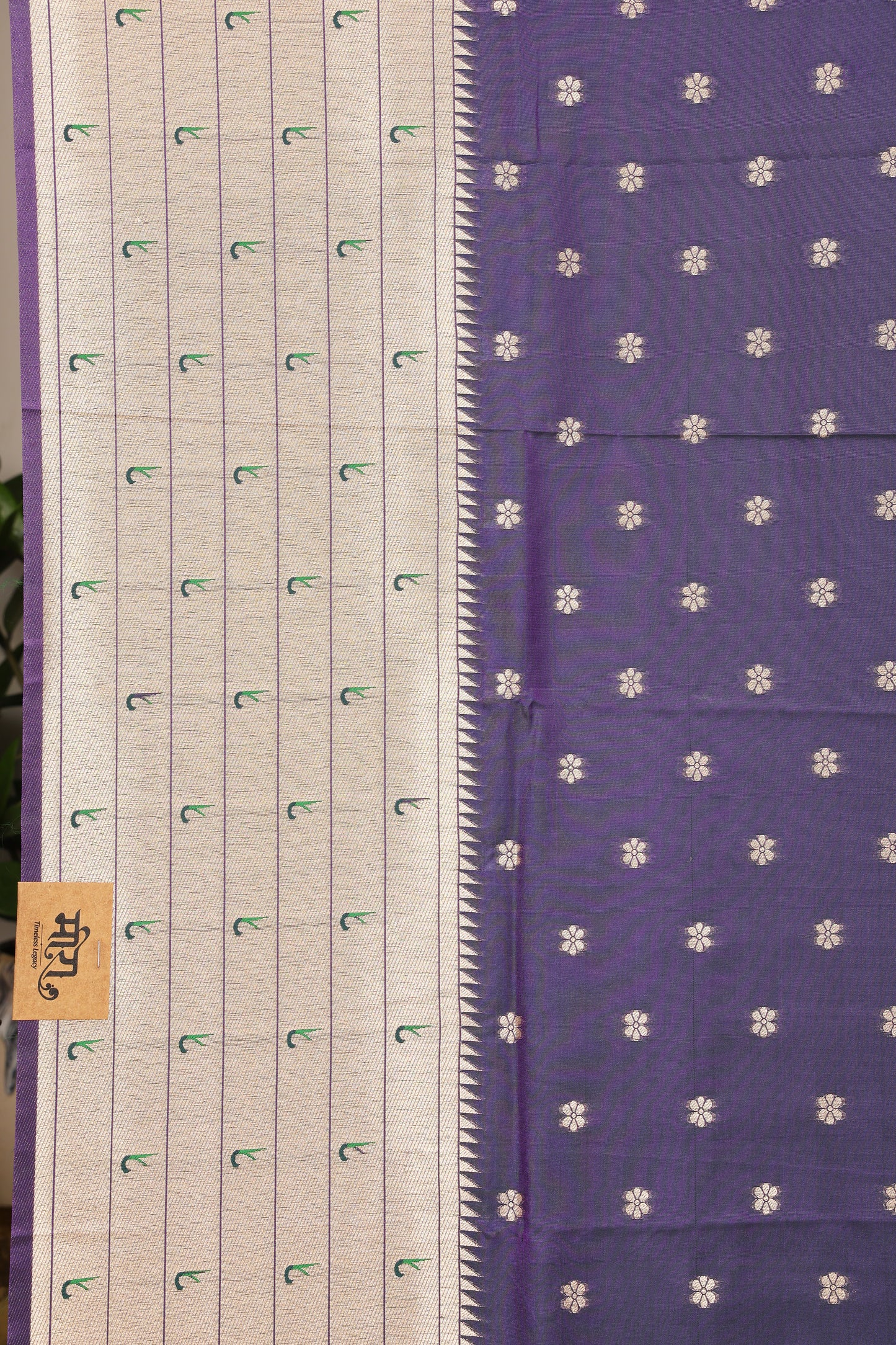 Steel Blue Seven Rows Muniya Skirt Border Paithani