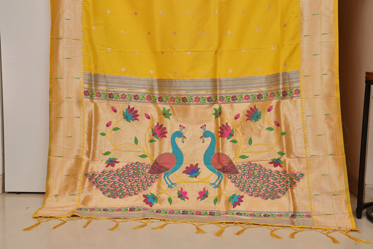 Sunshine Yellow Kanjivaram Paithani