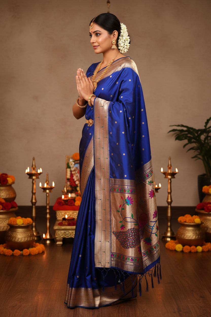 Royal Blue Kanjivaram Paithani