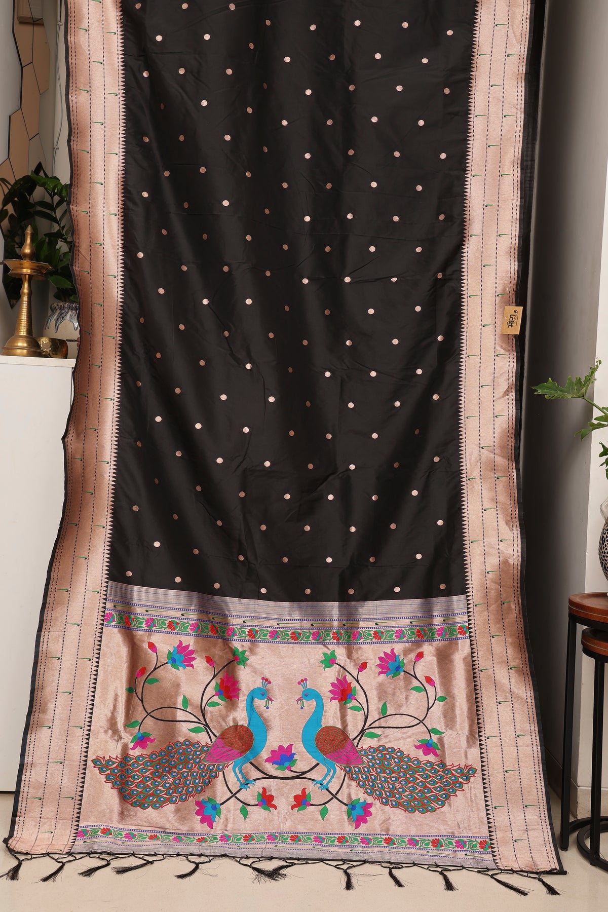 Jet Black Kanjivaram Paithani