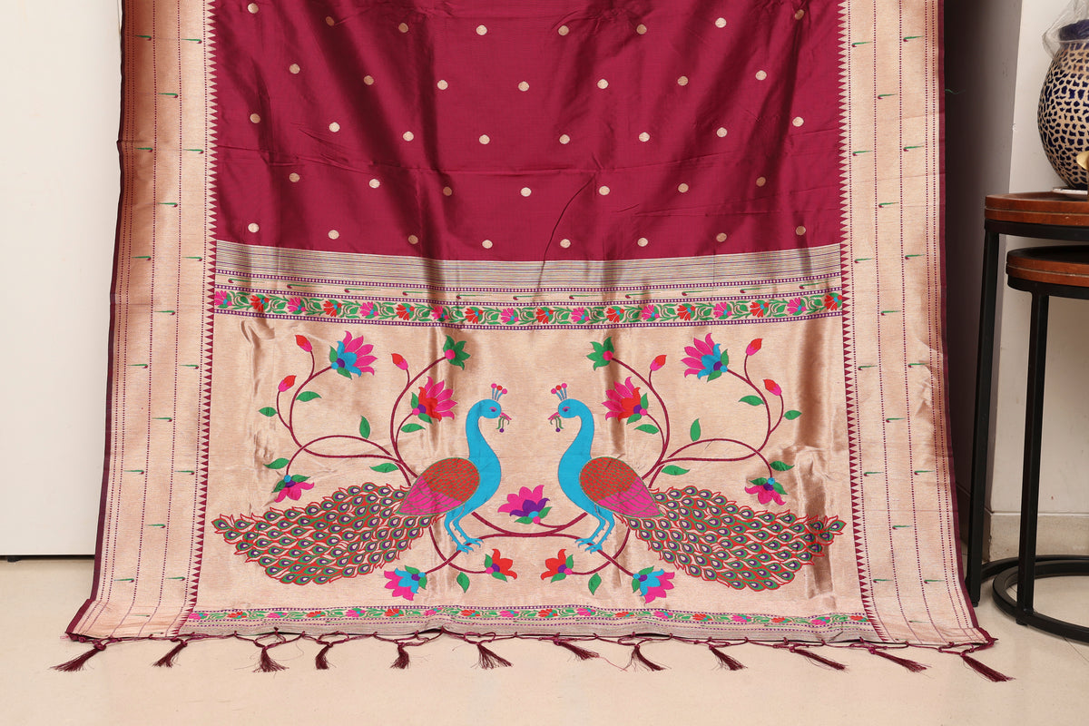 Wine Maroon Kanjivaram Paithani