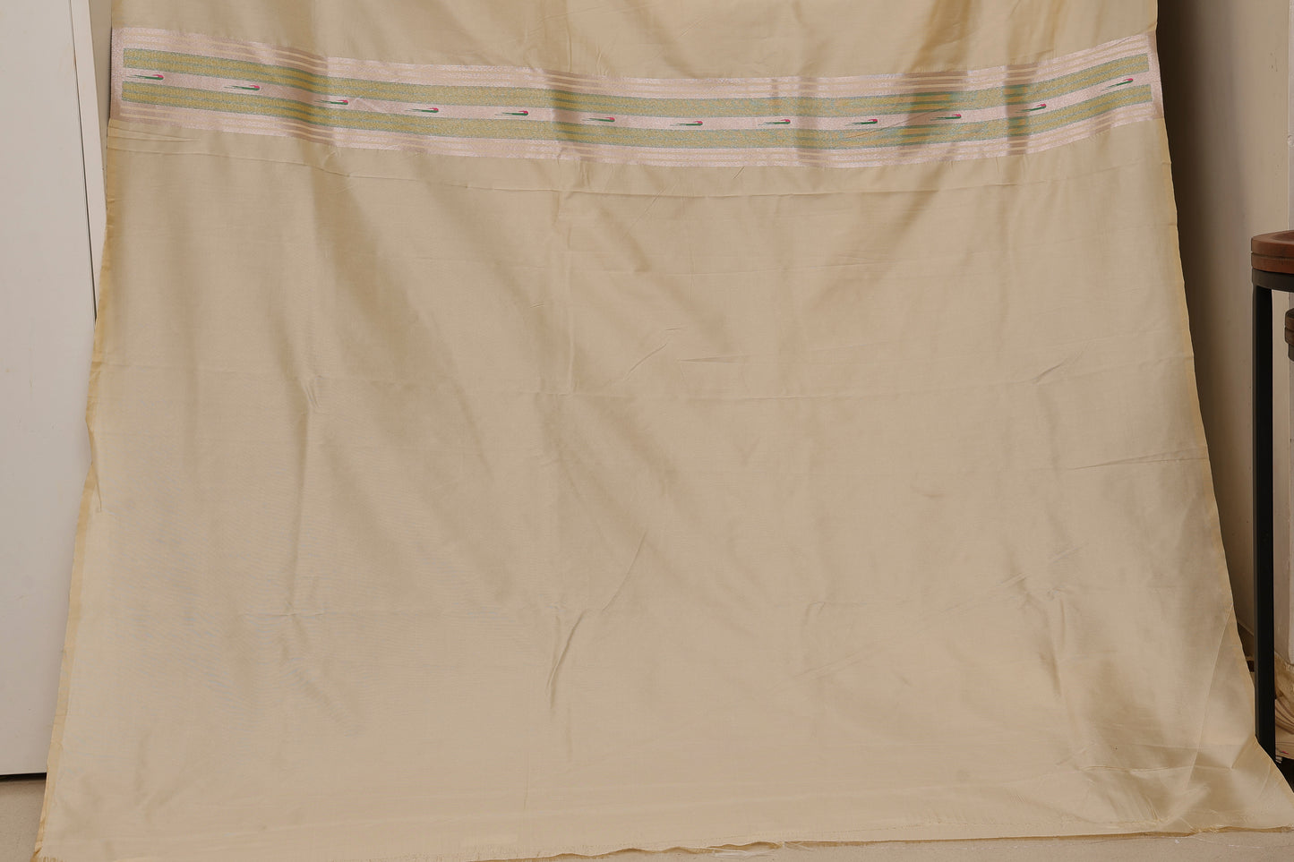 Ivory Stripped Tissue Silk Paithani
