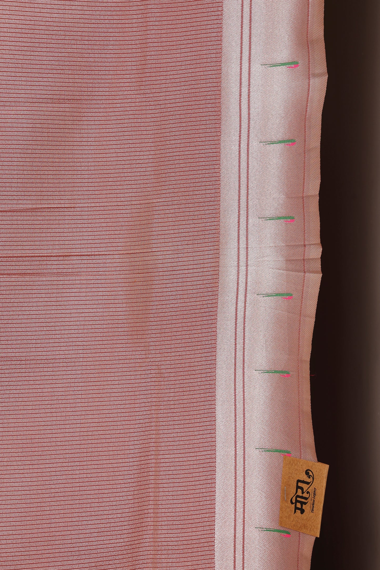 Dusty Rose Stripped Tissue Silk Paithani