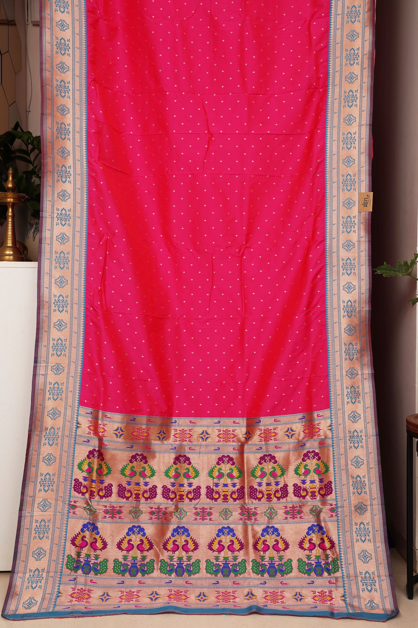 Rani Pink Tribal Weave Paithani