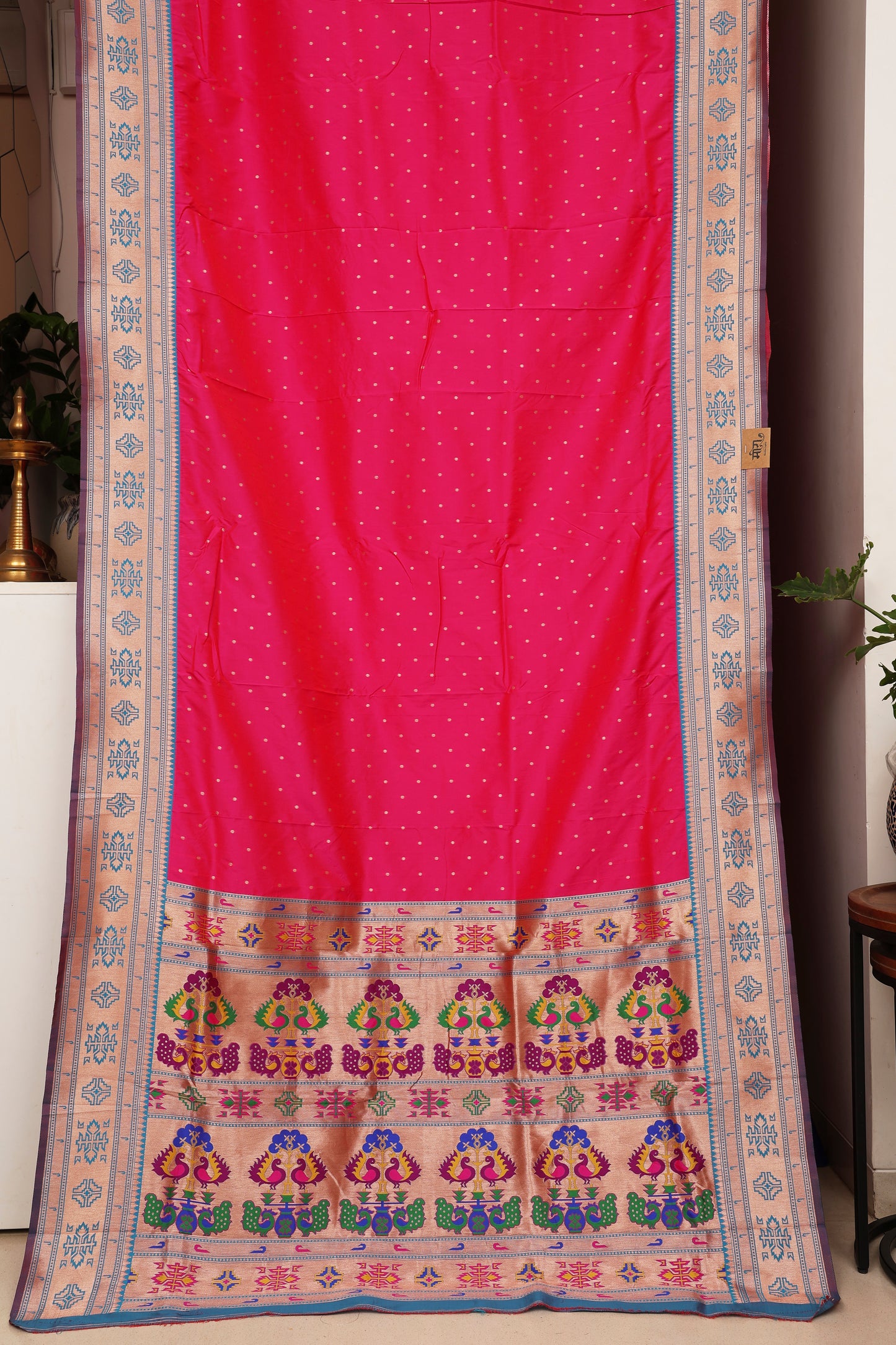 Rani Pink Tribal Weave Paithani