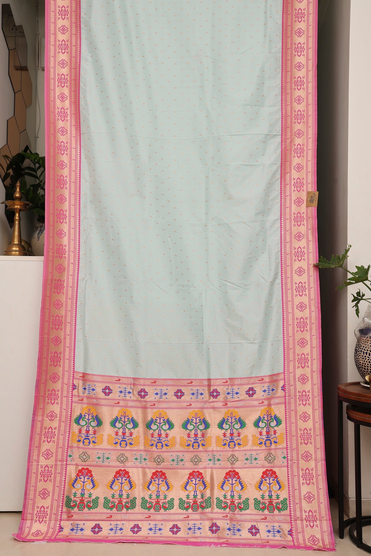 Powder Blue Tribal Weave Paithani