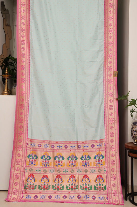 Powder Blue Tribal Weave Paithani