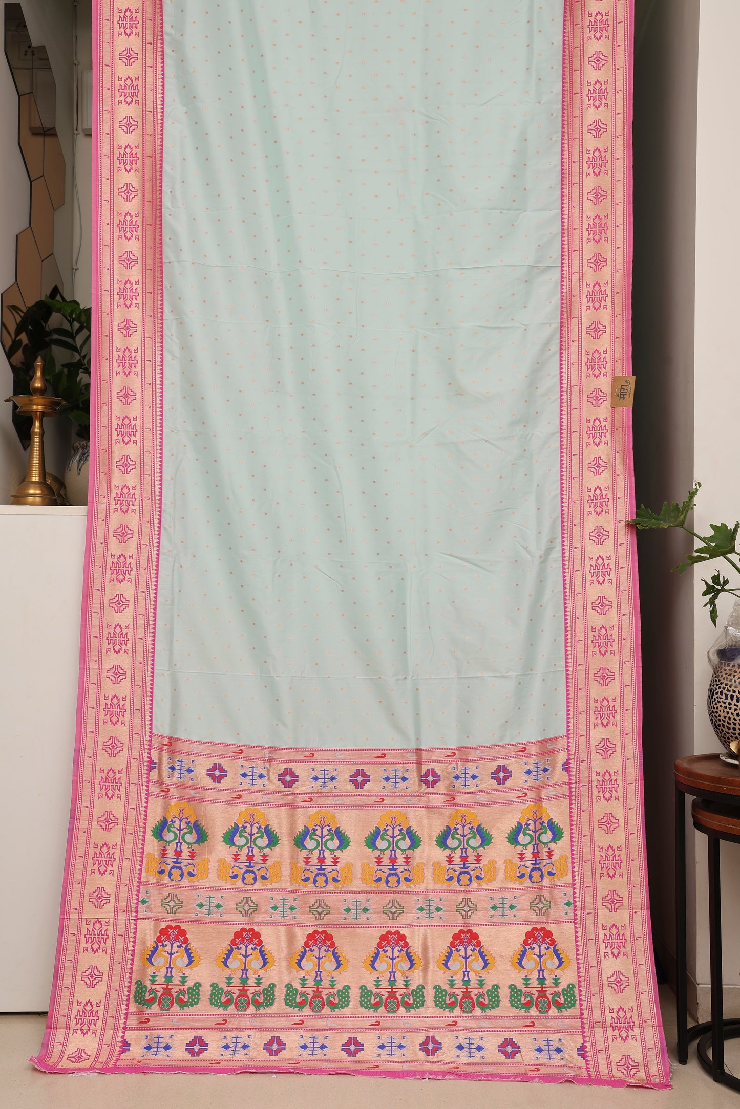 Powder Blue Tribal Weave Paithani