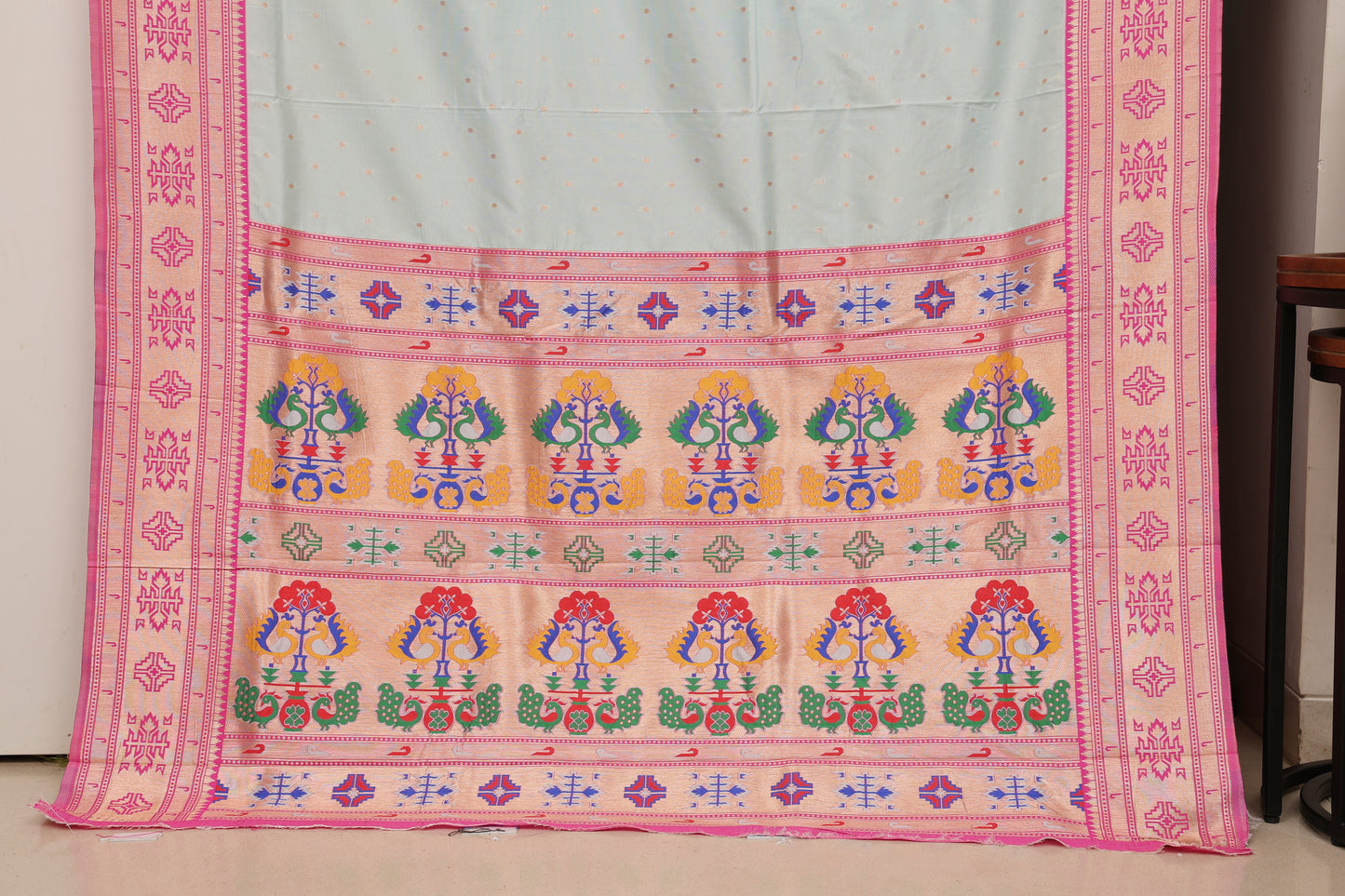 Powder Blue Tribal Weave Paithani