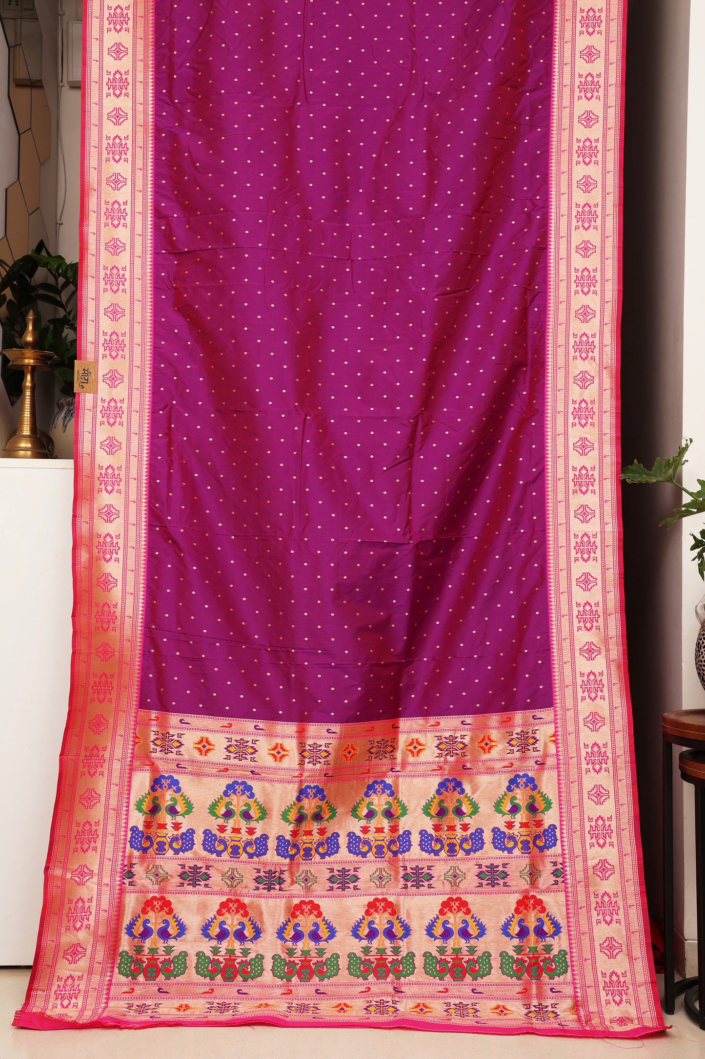 Royal Purple Tribal Weave Paithani