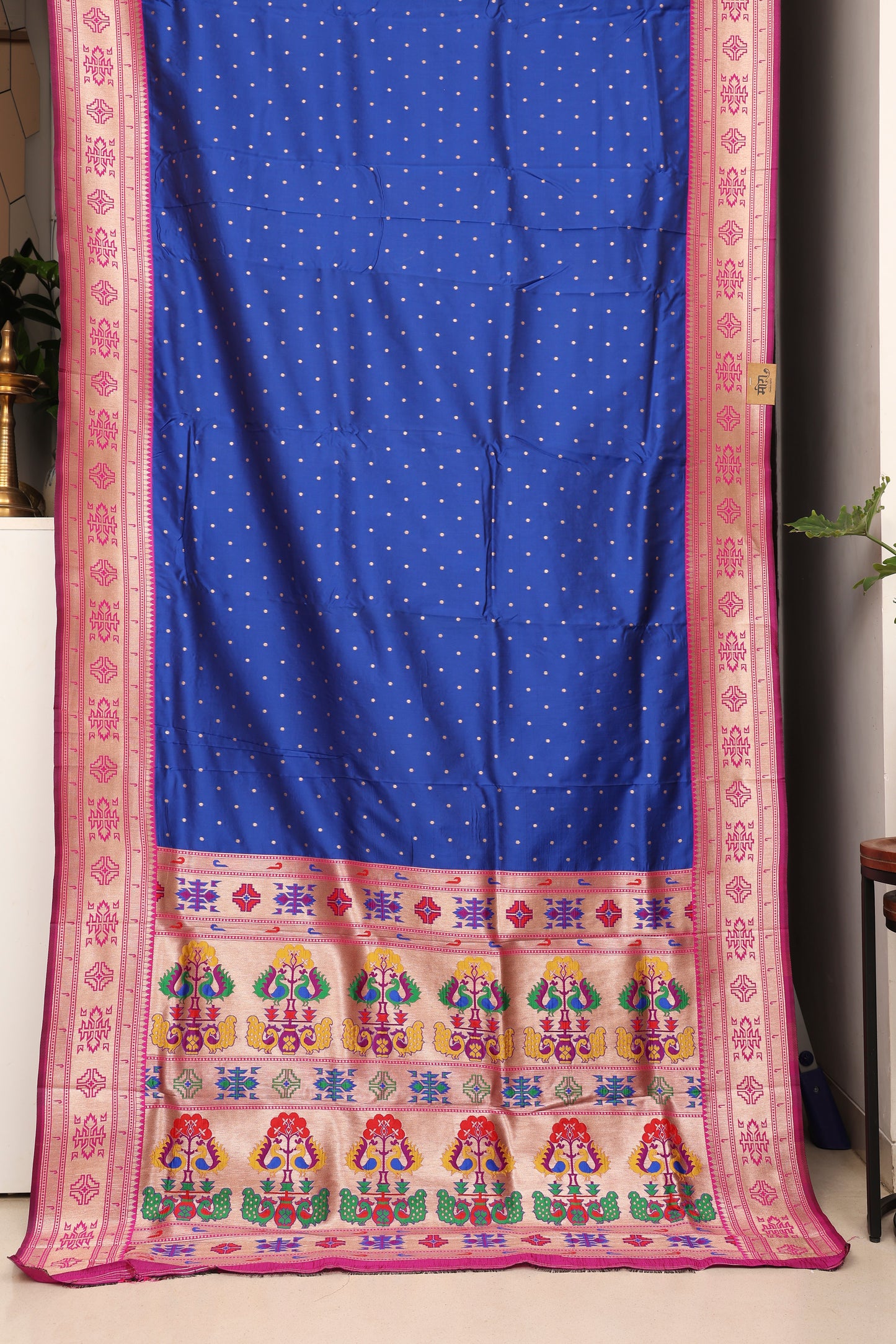 Royal Blue Tribal Weave Paithani