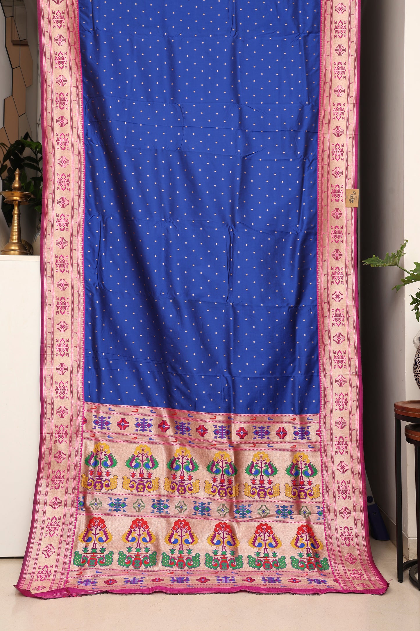 Royal Blue Tribal Weave Paithani