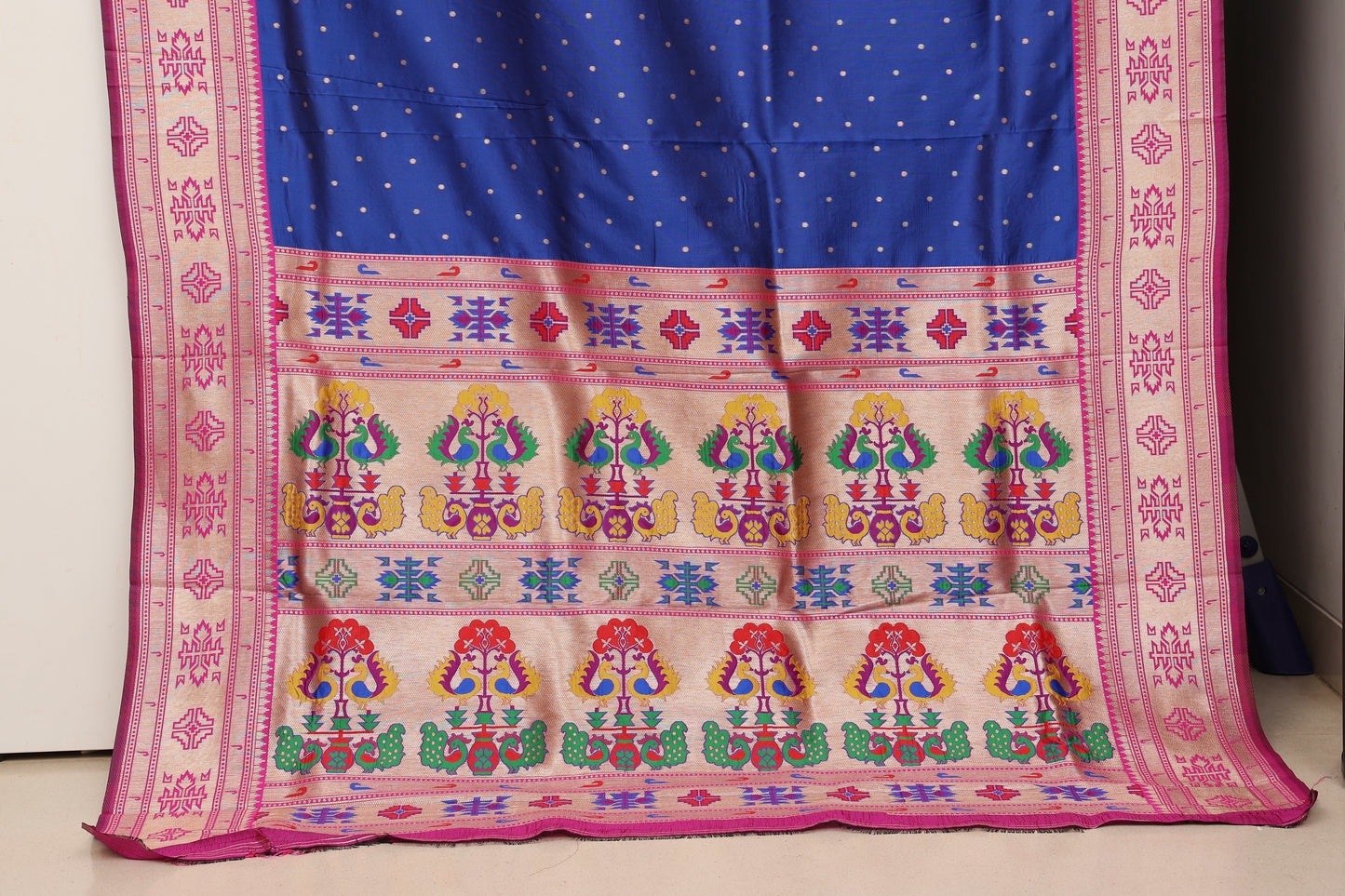 Royal Blue Tribal Weave Paithani