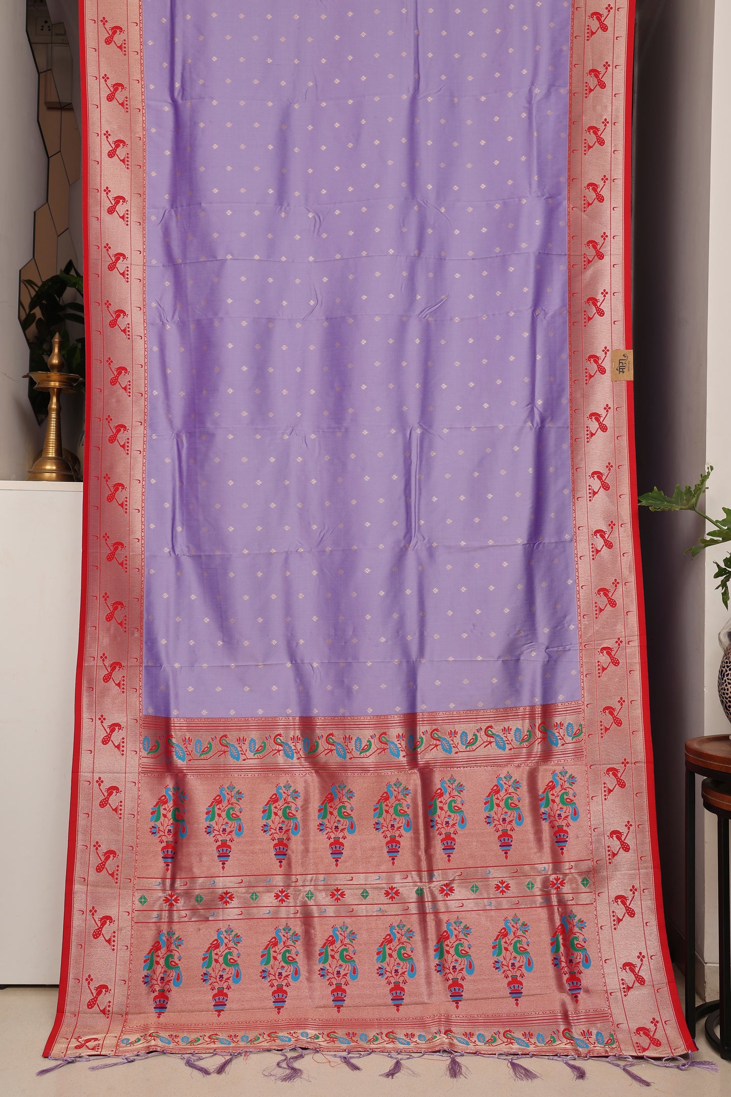 Lavender Purple Bangdi More Paithani