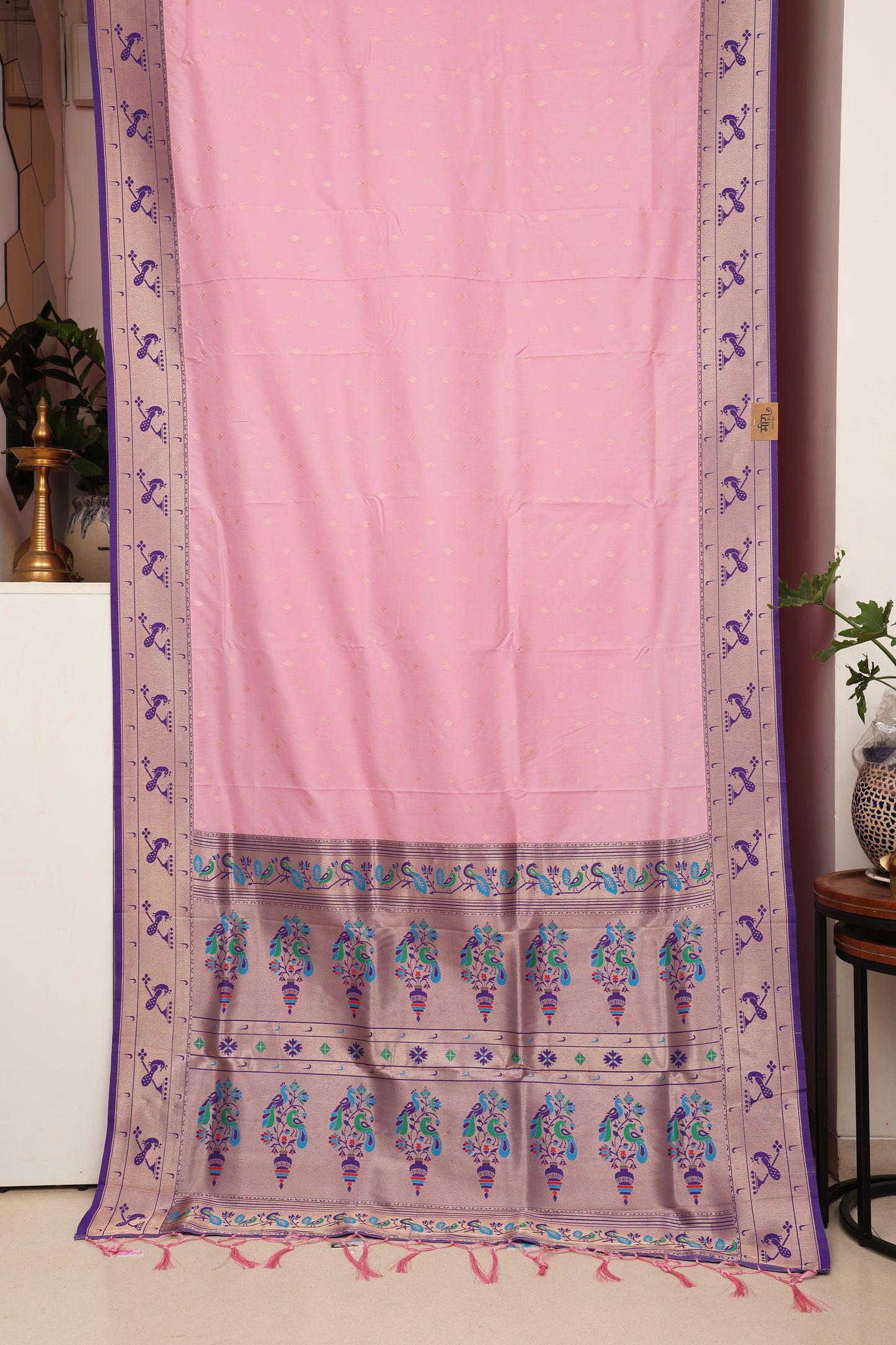 Baby Pink Bangdi More Paithani