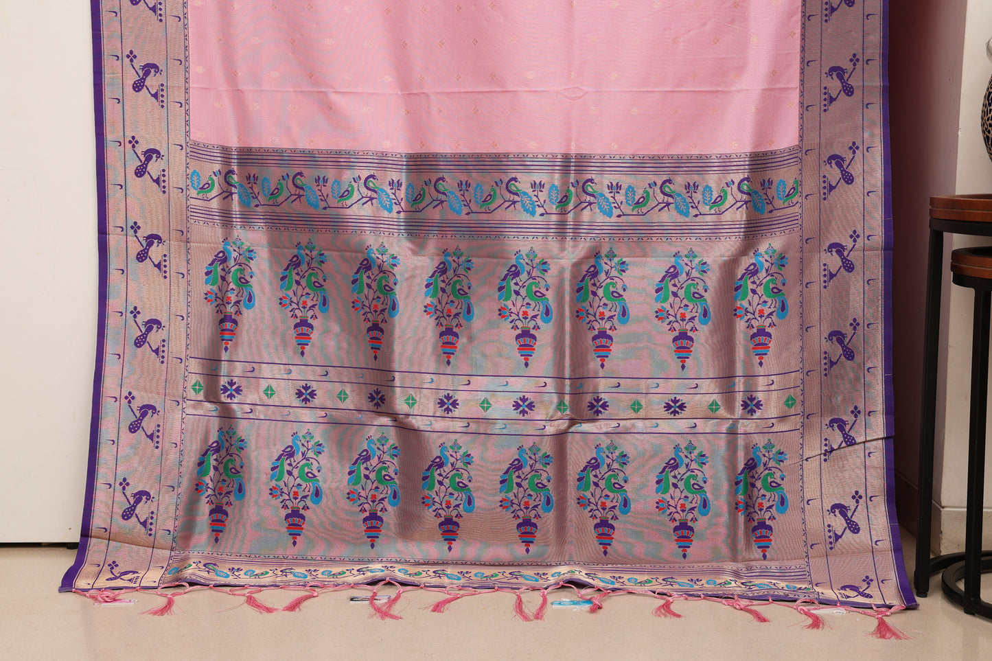 Baby Pink Bangdi More Paithani