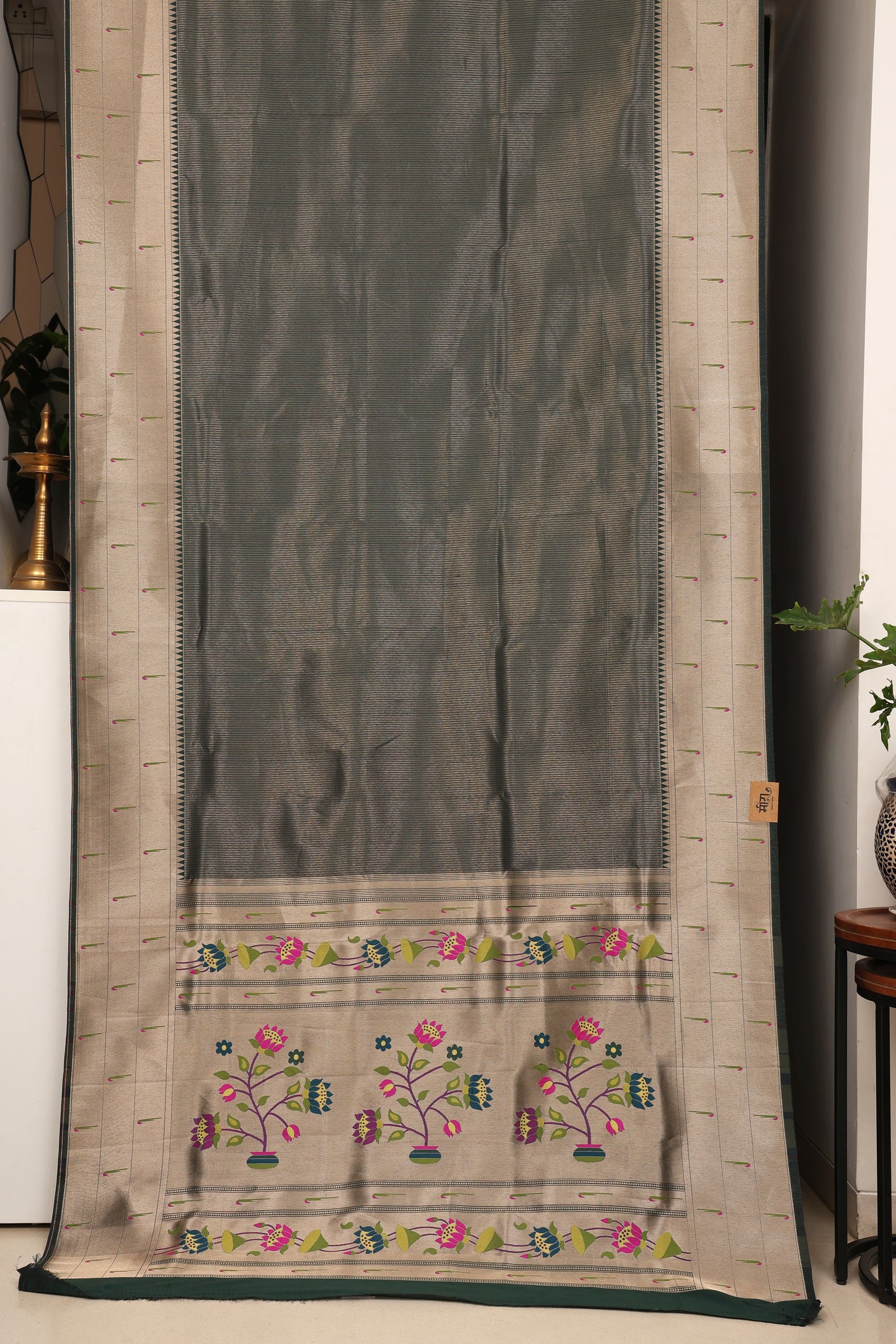Forest Green Triple Muniya Tissue Paithani