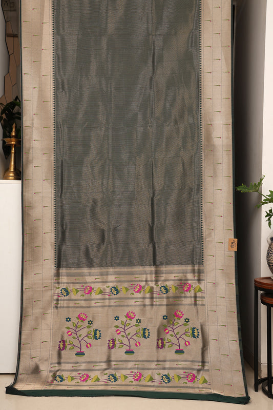 Forest Green Triple Muniya Tissue Paithani