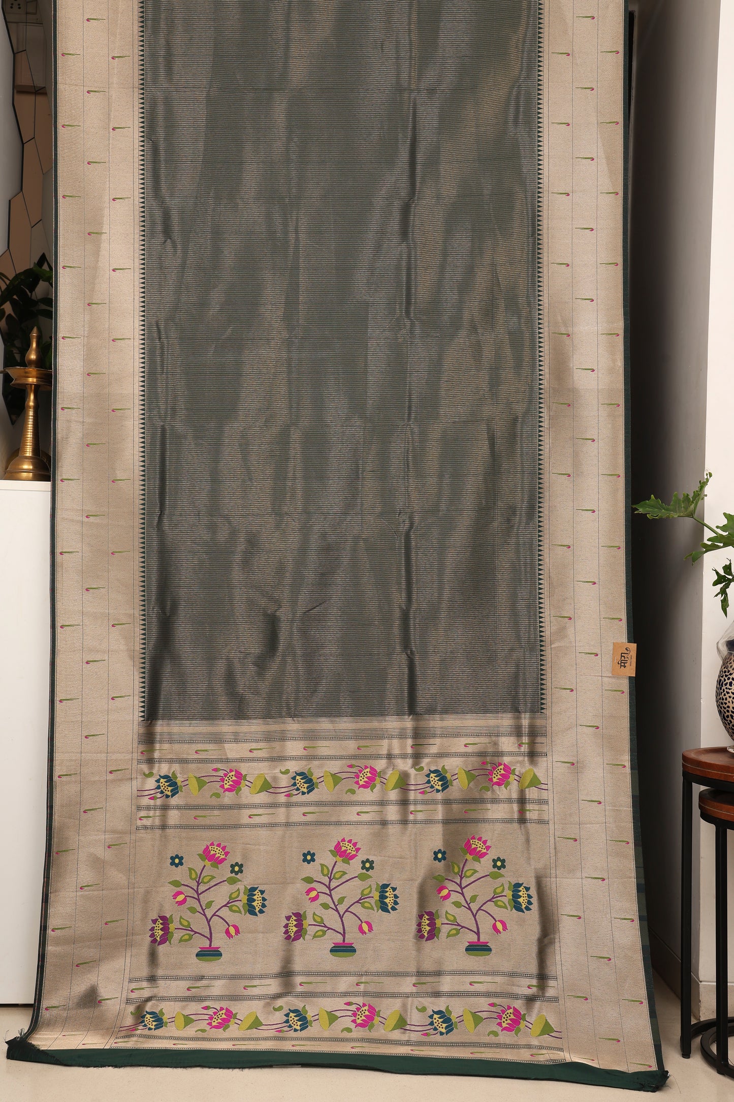Forest Green Triple Muniya Tissue Paithani