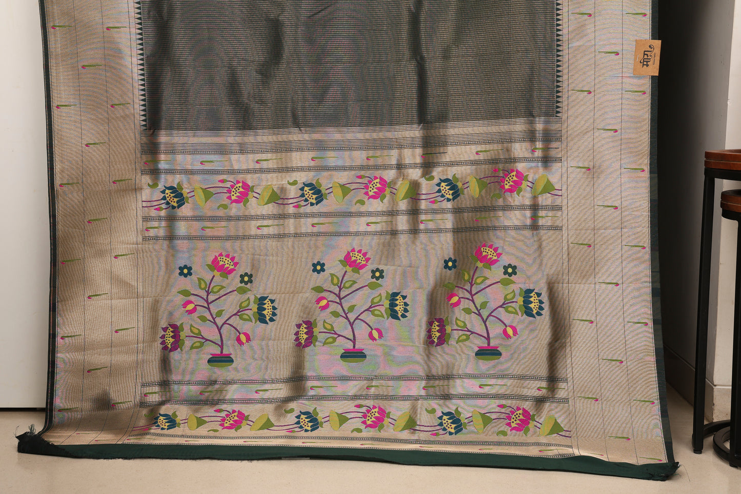 Forest Green Triple Muniya Tissue Paithani