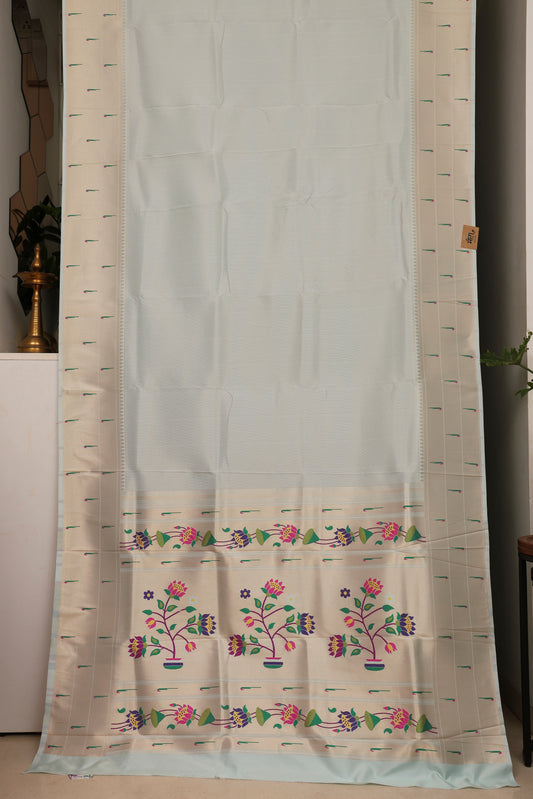 Ice Blue Triple Muniya Tissue Paithani