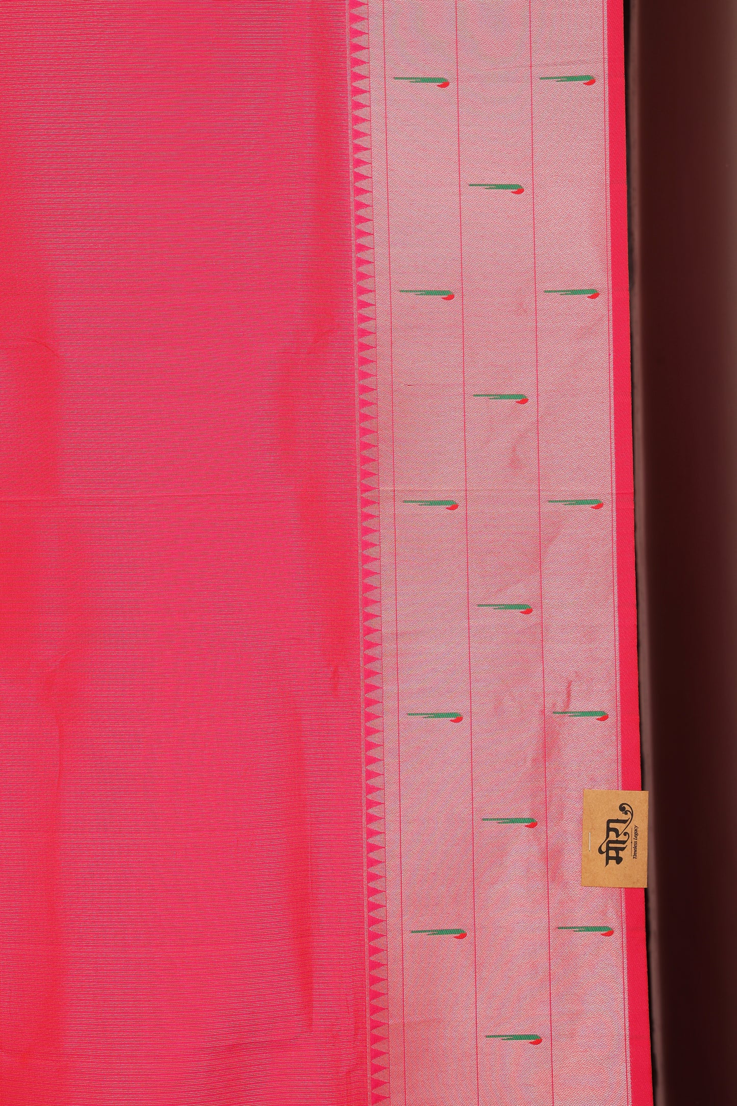 Vermilion Red Triple Muniya Tissue Paithani