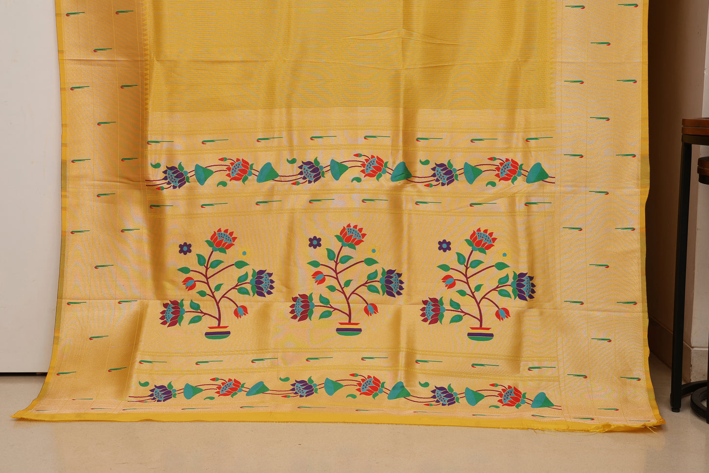 Haldi Yellow Triple Muniya Tissue Paithani