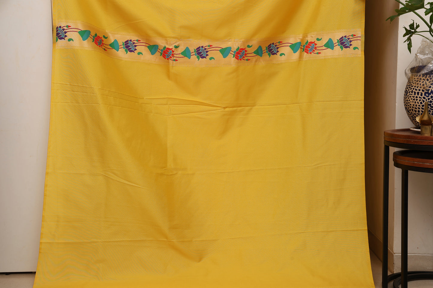 Haldi Yellow Triple Muniya Tissue Paithani