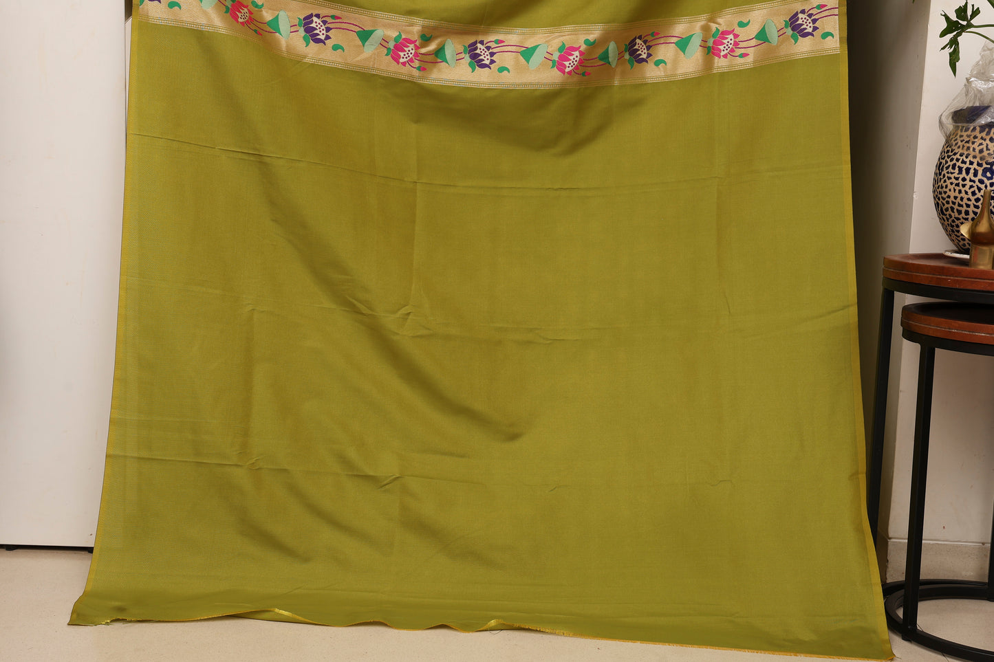 Mehendi Green Triple Muniya Tissue Paithani