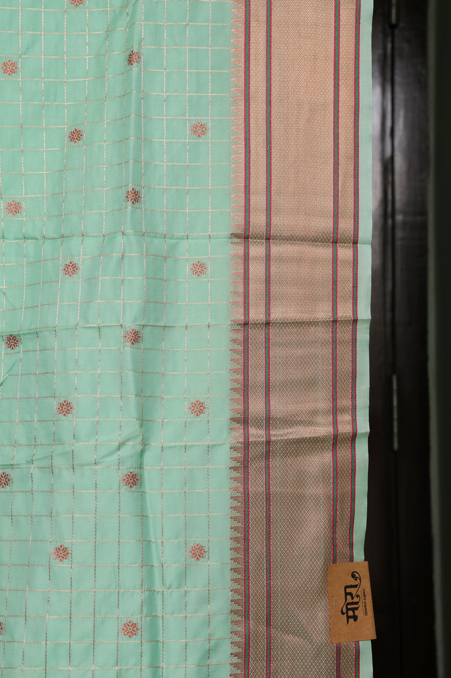 Mint Green Zari Check Paithani