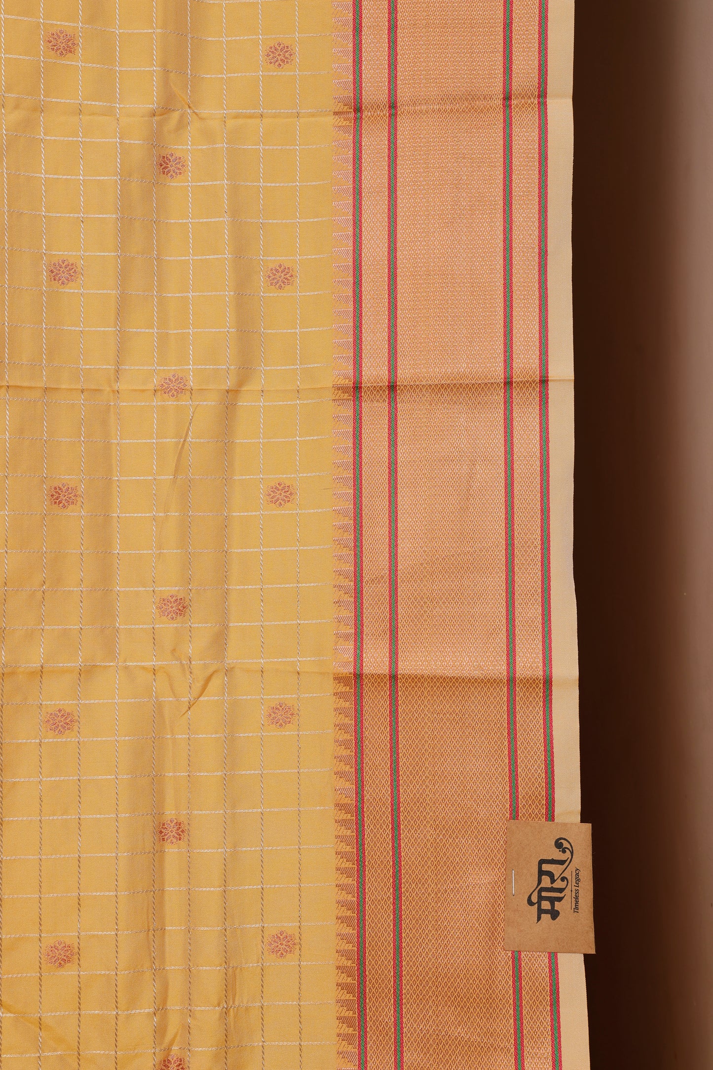Mustard Gold Zari Check Paithani