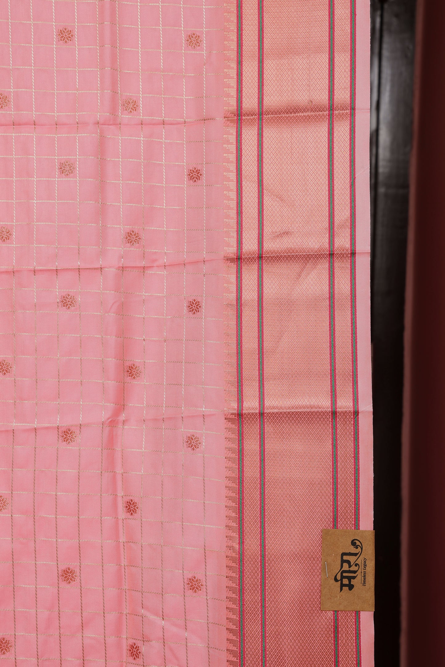 Blush Pink Zari Check Paithani