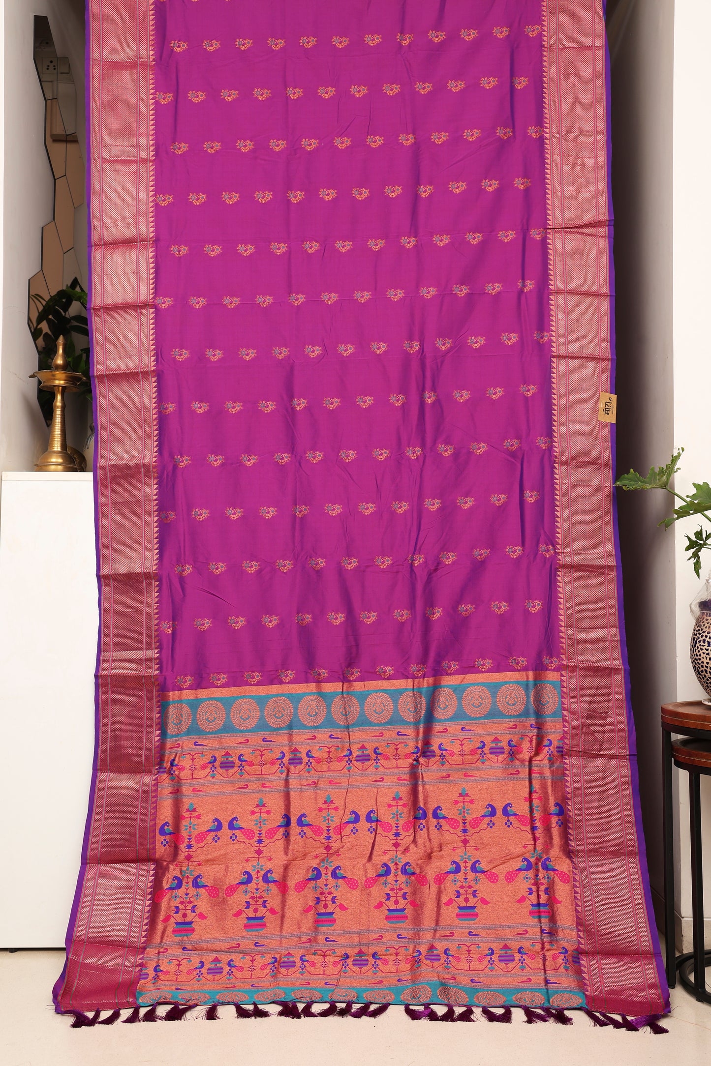 Royal Purple Nath Butti Paithani