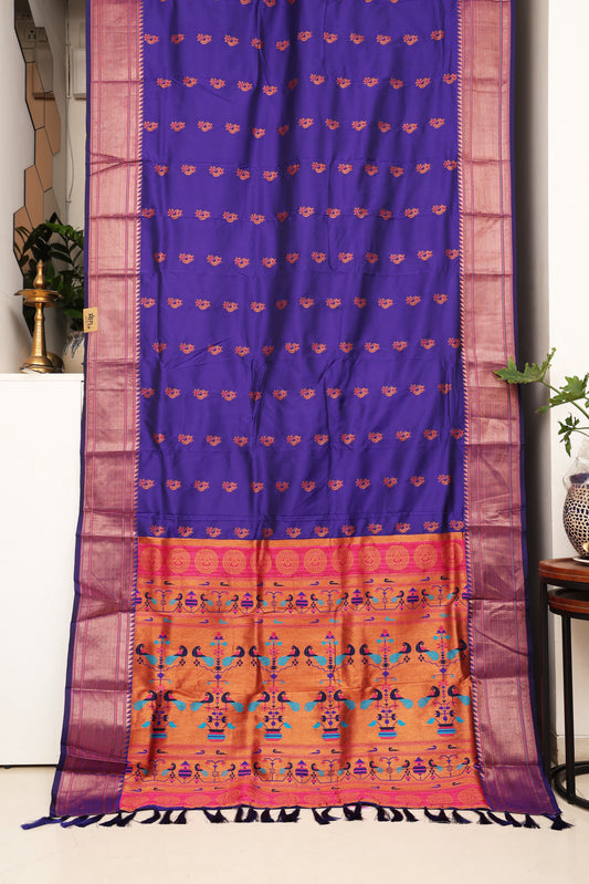 Royal Blue Nath Butti Paithani