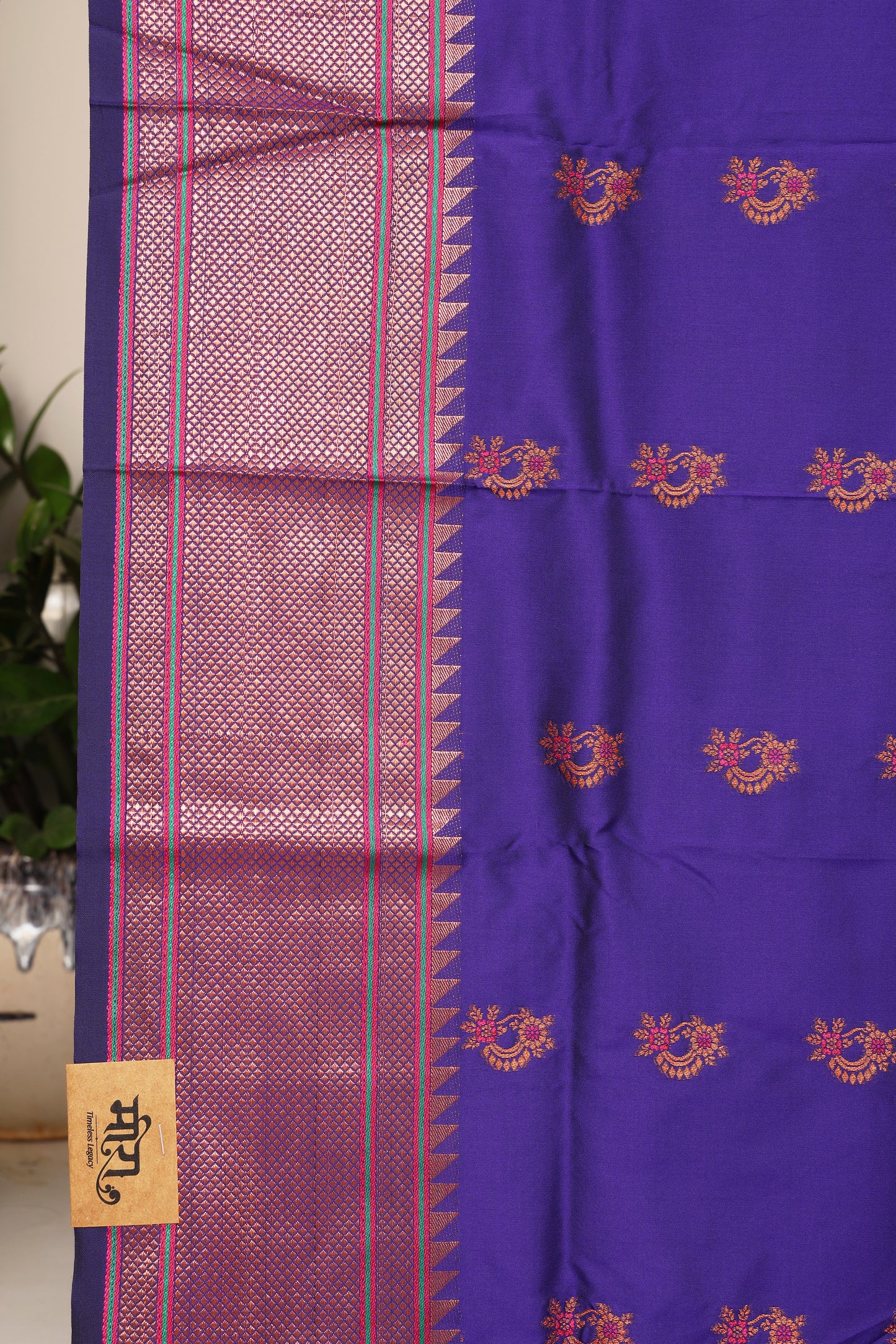 Royal Blue Nath Butti Paithani