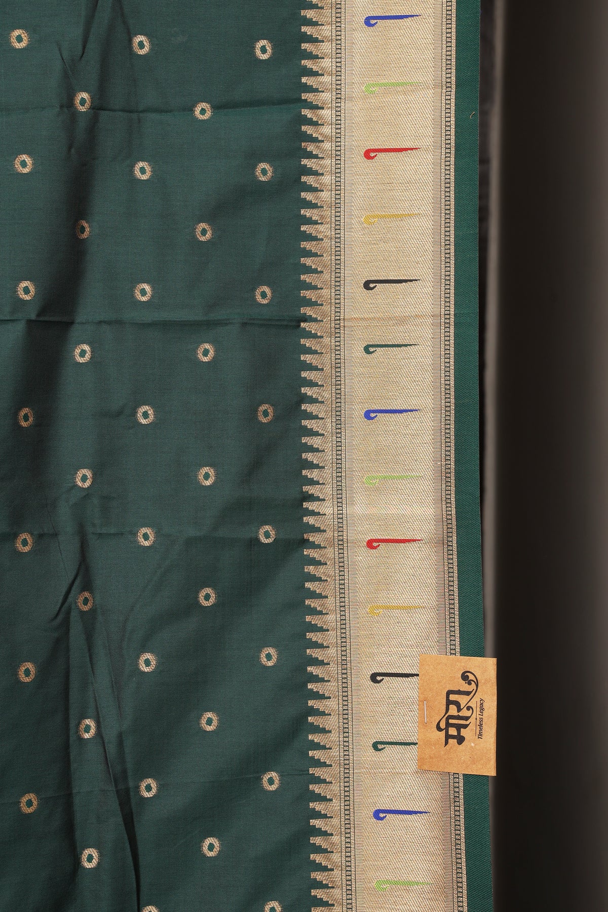 Bottle Green Soft Silk Blend Paithani