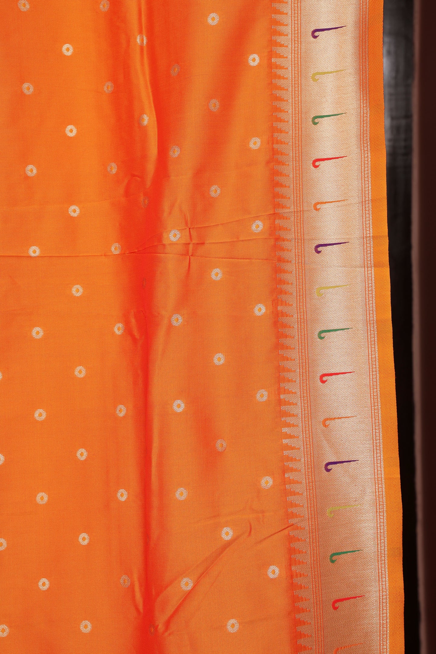 Orange Gold Soft Silk Blend Paithani