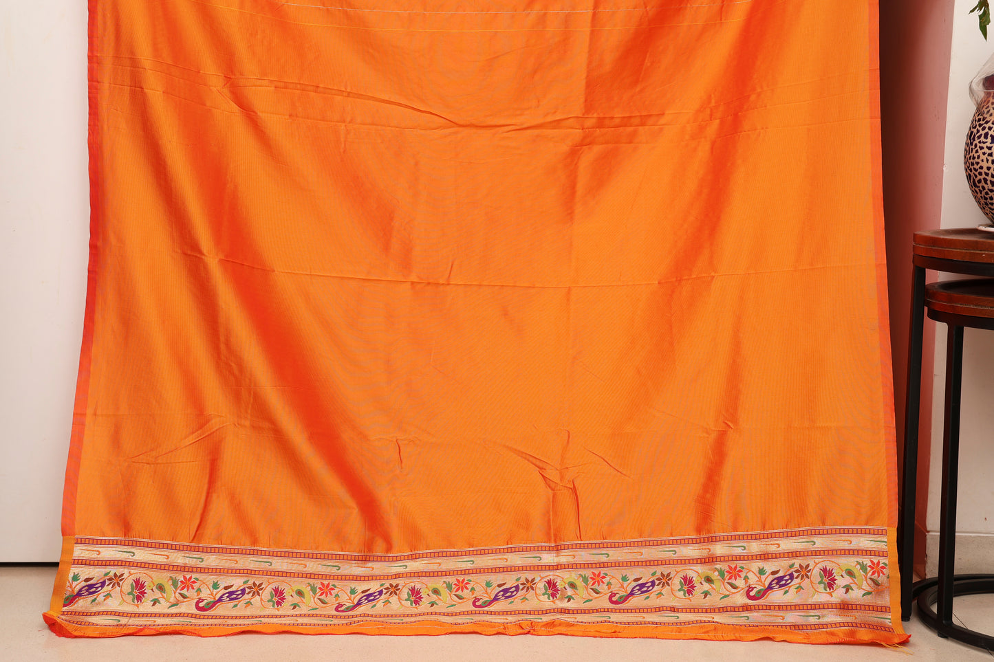Orange Gold Soft Silk Blend Paithani