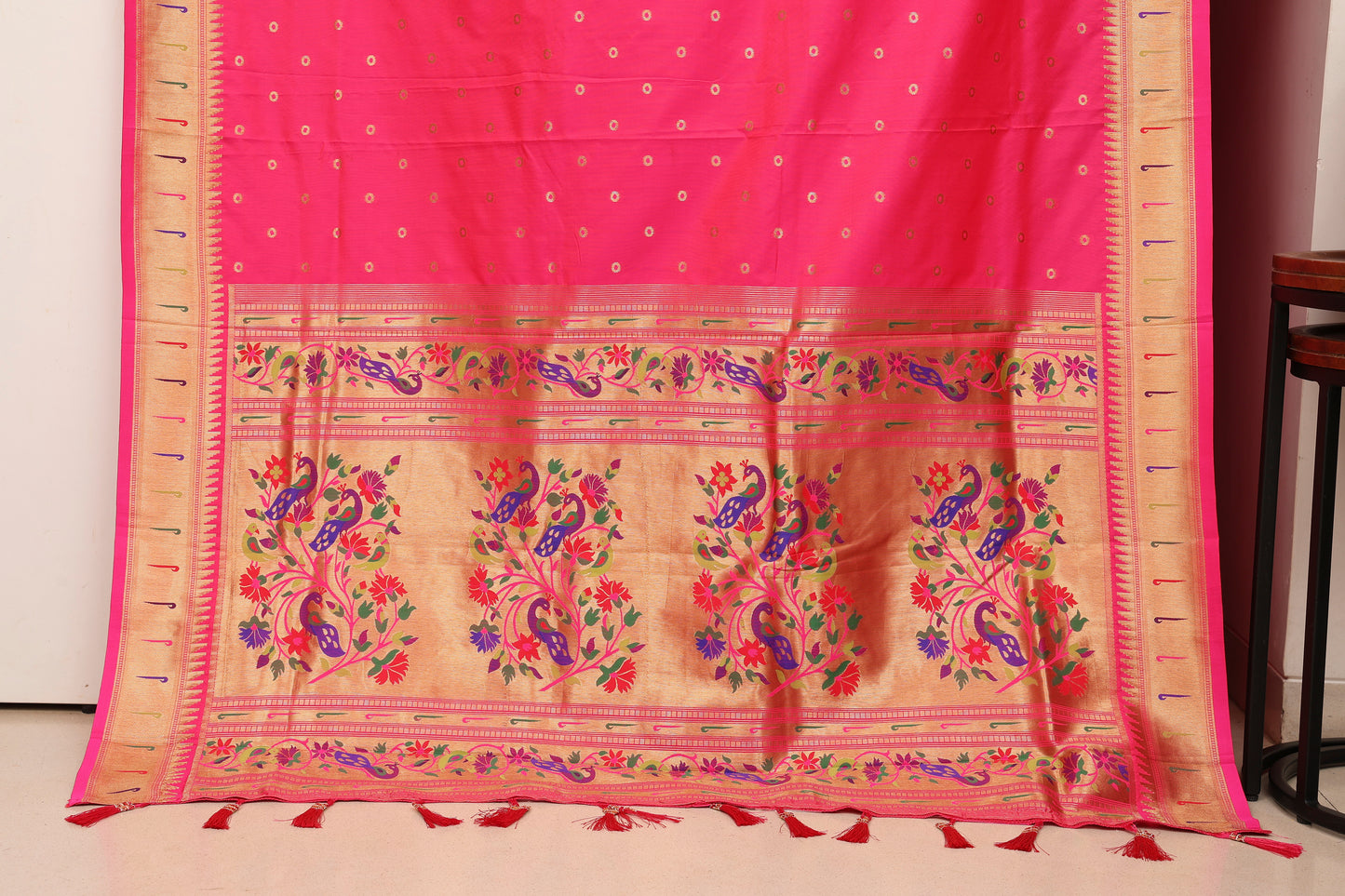 Rani Pink Soft Silk Blend Paithani