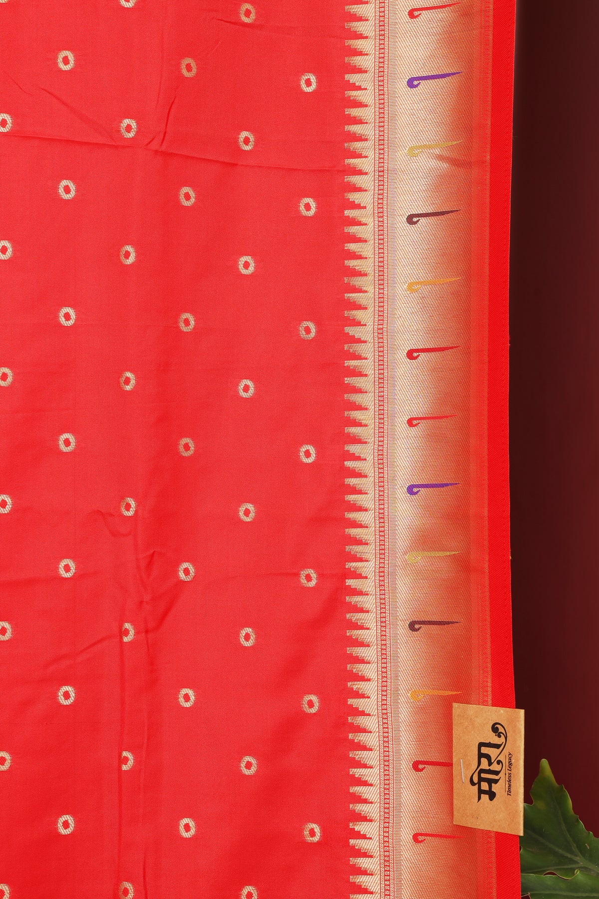 Vermilion Red Soft Silk Blend Paithani