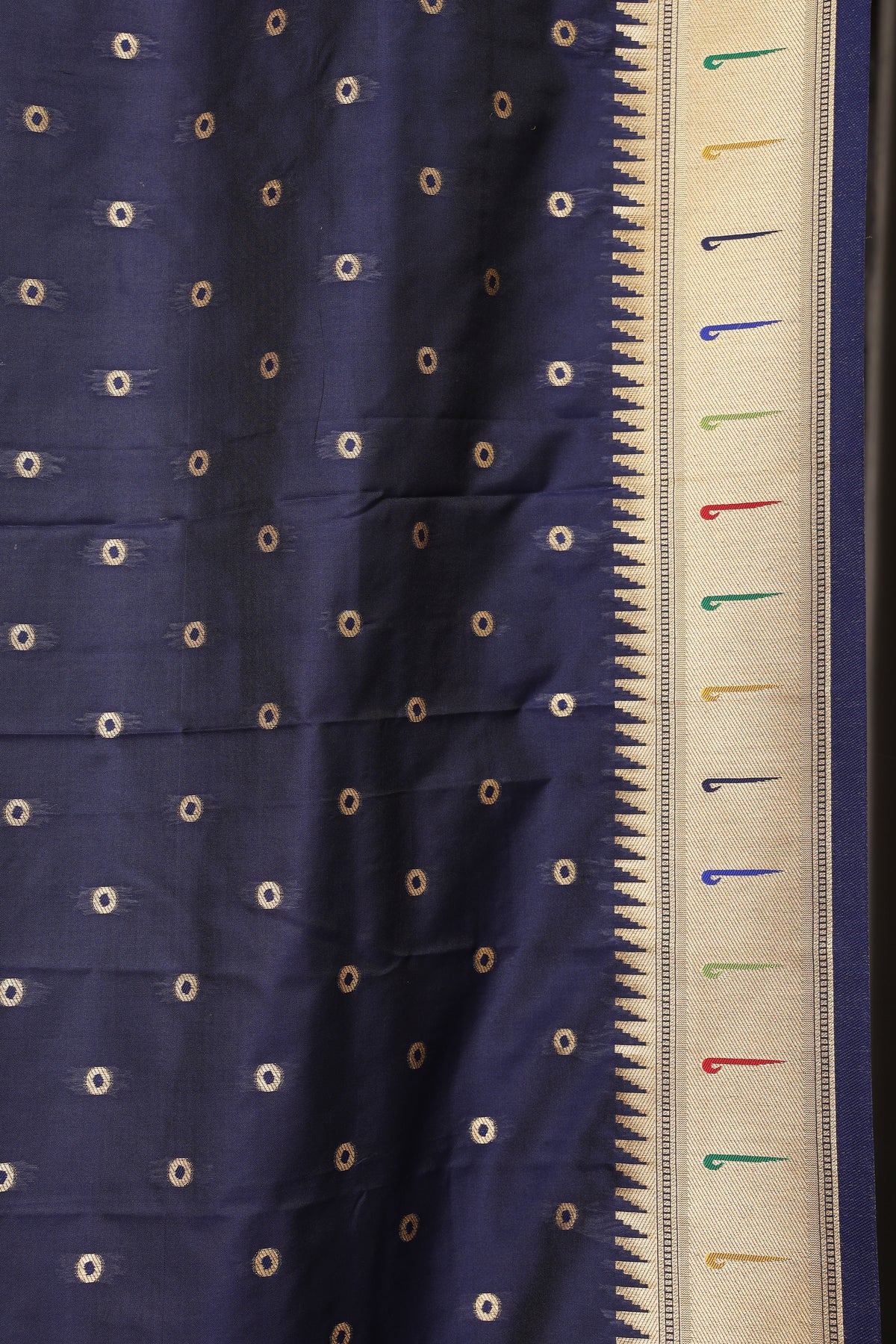 Navy Blue Soft Silk Blend Paithani