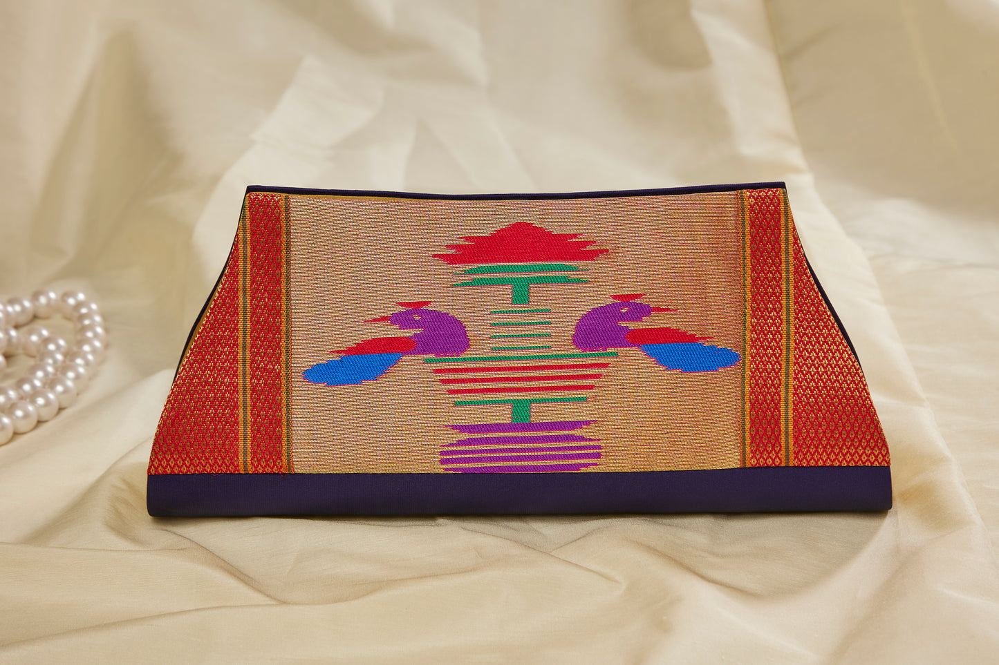Rajasi Paithani Clutch - Royal Indigo