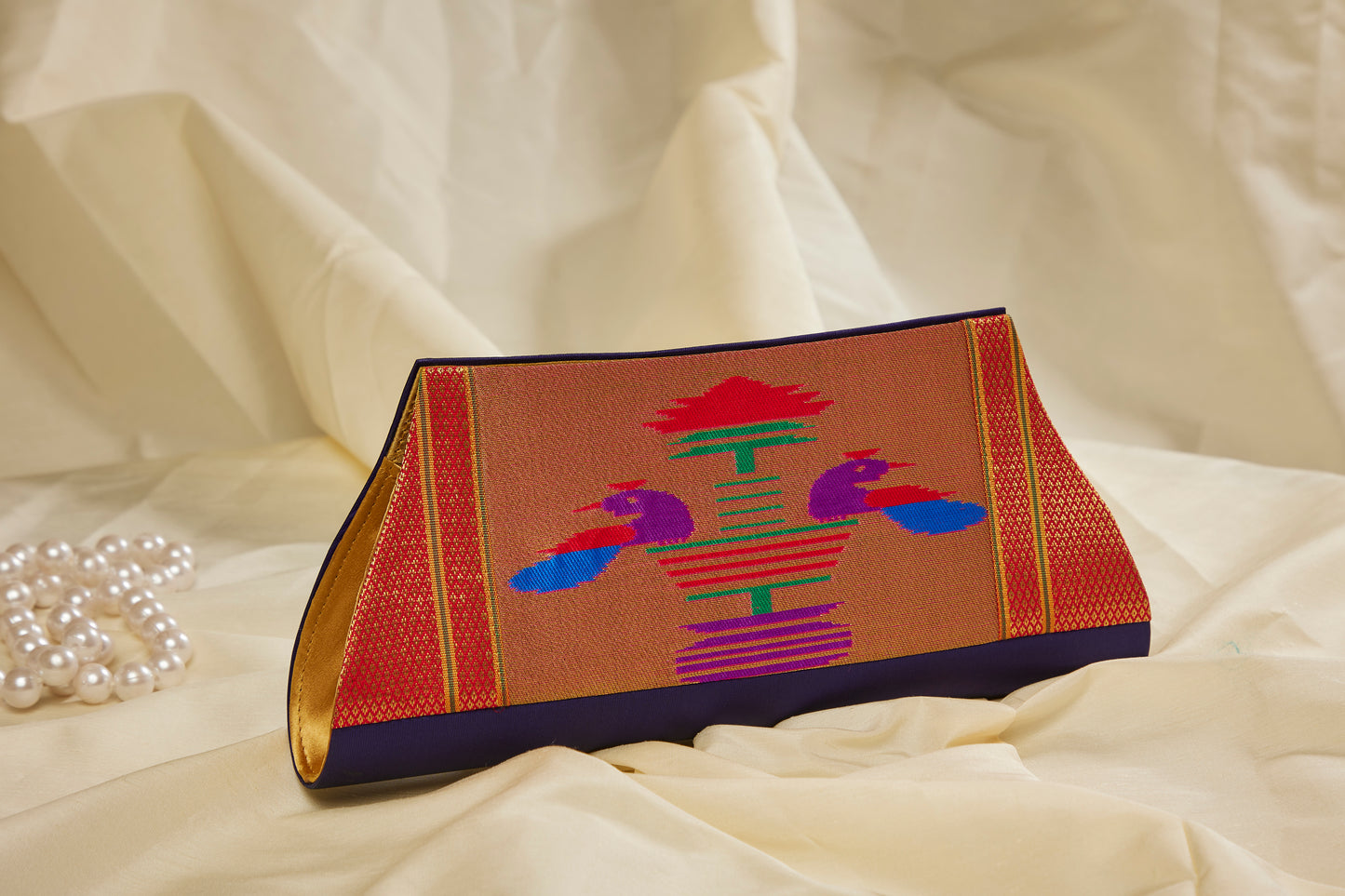 Rajasi Paithani Clutch - Royal Indigo
